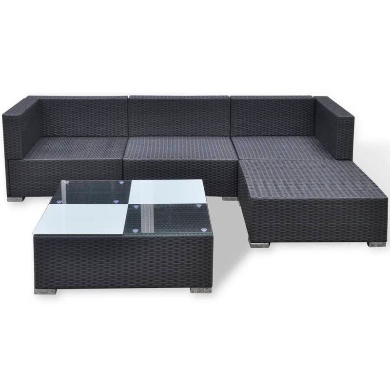 Casa si Gradina/Gradina si terasa/Mobilier exterior/Seturi mobila gradina - Set mobilier de gradina cu perne, 5 piese, negru, poliratan - Infinity.ro