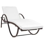 Casa si Gradina - Gradina si terasa - Mobilier exterior - Scaune si sezlonguri gradina - Sezlong de plaja cu perna, maro, poliratan - Infinity.ro