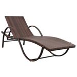 Casa si Gradina - Gradina si terasa - Mobilier exterior - Scaune si sezlonguri gradina - Sezlong de plaja cu perna, maro, poliratan - Infinity.ro