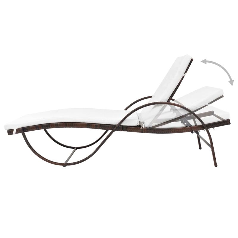 Casa si Gradina - Gradina si terasa - Mobilier exterior - Scaune si sezlonguri gradina - Sezlong de plaja cu perna, maro, poliratan - Infinity.ro