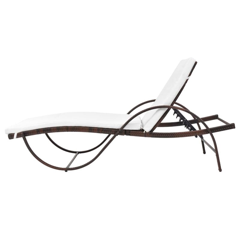 Casa si Gradina - Gradina si terasa - Mobilier exterior - Scaune si sezlonguri gradina - Sezlong de plaja cu perna, maro, poliratan - Infinity.ro