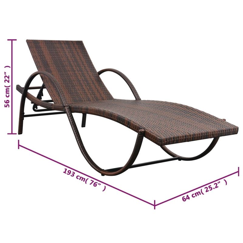 Casa si Gradina - Gradina si terasa - Mobilier exterior - Scaune si sezlonguri gradina - Sezlong de plaja cu perna, maro, poliratan - Infinity.ro