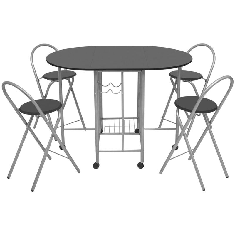 Casa si Gradina - Mobilier - Seturi de mobilier - Seturi mese si scaune - Set masa si scaune de bucatarie pliabile din MDF, negru, 5 piese - Infinity.ro