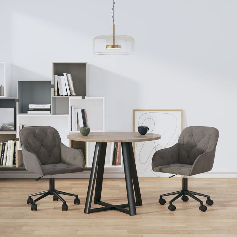 Casa si Gradina - Mobilier - Scaune si fotolii - Scaune - Scaune de bucatarie pivotante, 2 buc, gri inchis, catifea - Infinity.ro