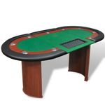 Casa si Gradina - Mobilier - Mese si birouri - Mese living - Masa poker 10 persoane, zona dealer si suport jetoane, verde - Infinity.ro