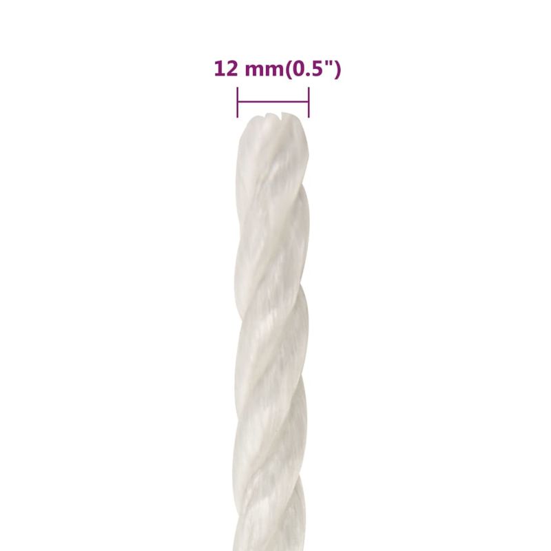 Casa si Gradina - Constructii - Feronerie si accesorii - Sfoara si lanturi - Franghie impletita polipropilena , Alb, 12 mm, 50 m, polipropilena - Infinity.ro