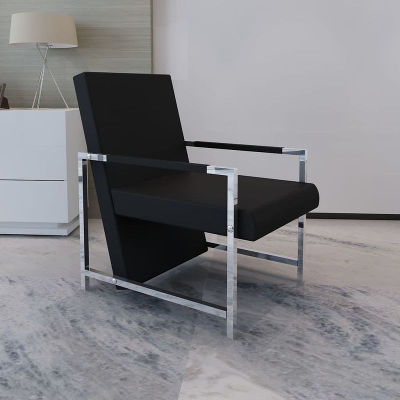 Casa si Gradina - Mobilier - Scaune si fotolii - Fotolii - Fotoliu cu picioare cromate, negru, piele ecologica - Infinity.ro