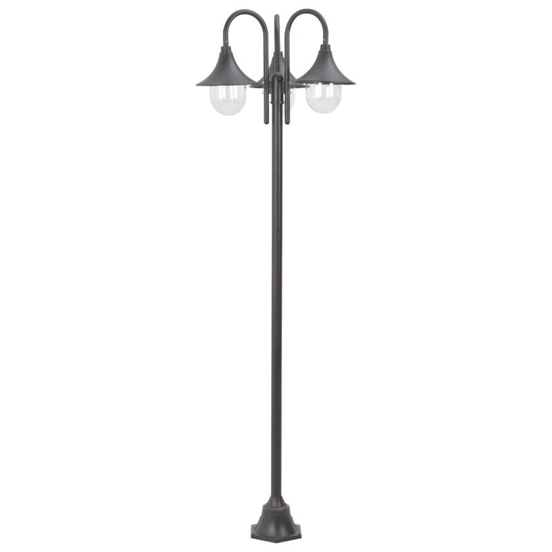 Casa si Gradina - Corpuri si surse de iluminat - Iluminat exterior - Felinare - Stalp iluminare gradina, E27, 220 cm, aluminiu, 3 lampi, bronz - Infinity.ro