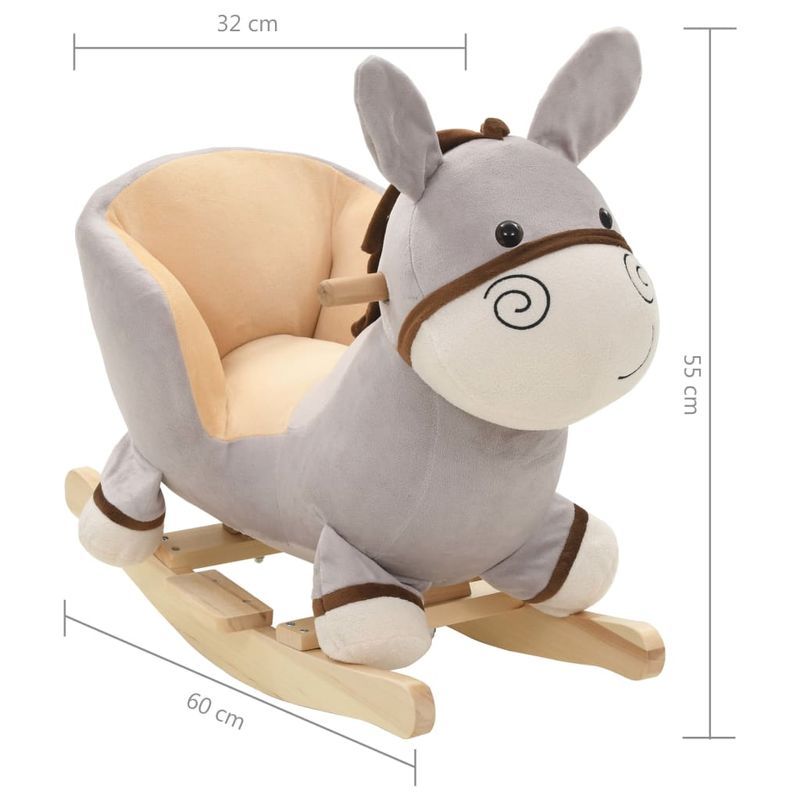 Jucarii, Copii si Bebe - Jucarii si jocuri - Jucarii de exterior - Balansoare copii - Balansoar animal, magar, cu spatar, plus, 60 x 32 x 55 cm, gri - Infinity.ro