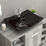 Casa si Gradina - Sanitare - Lavoar baie si accesorii - Lavoare si piedestale - Chiuveta dreptunghiulara cu preaplin & g, negru, ceramica lux - Infinity.ro