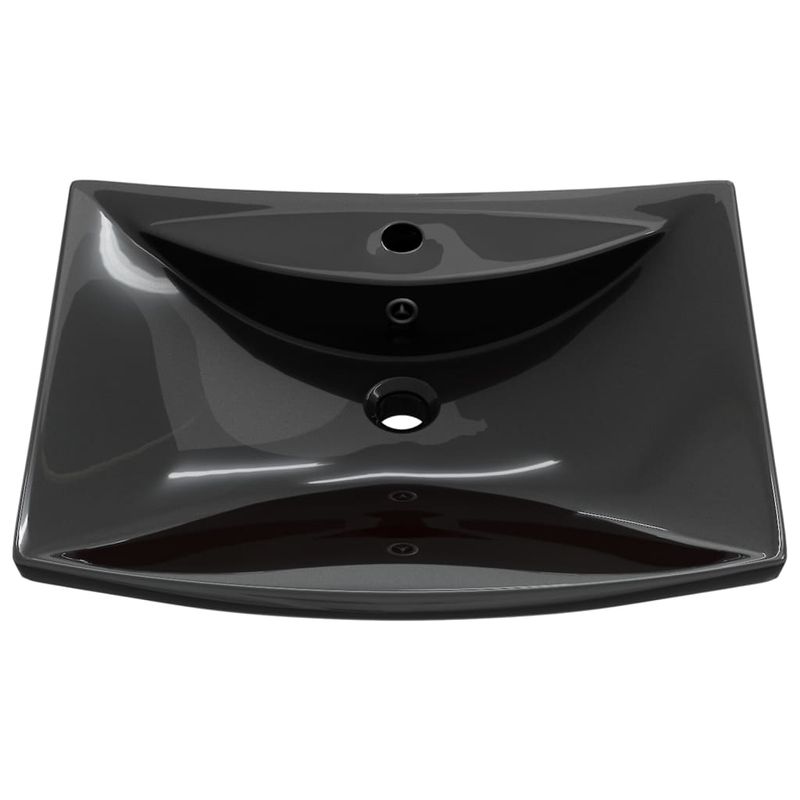 Casa si Gradina - Sanitare - Lavoar baie si accesorii - Lavoare si piedestale - Chiuveta dreptunghiulara cu preaplin & g, negru, ceramica lux - Infinity.ro
