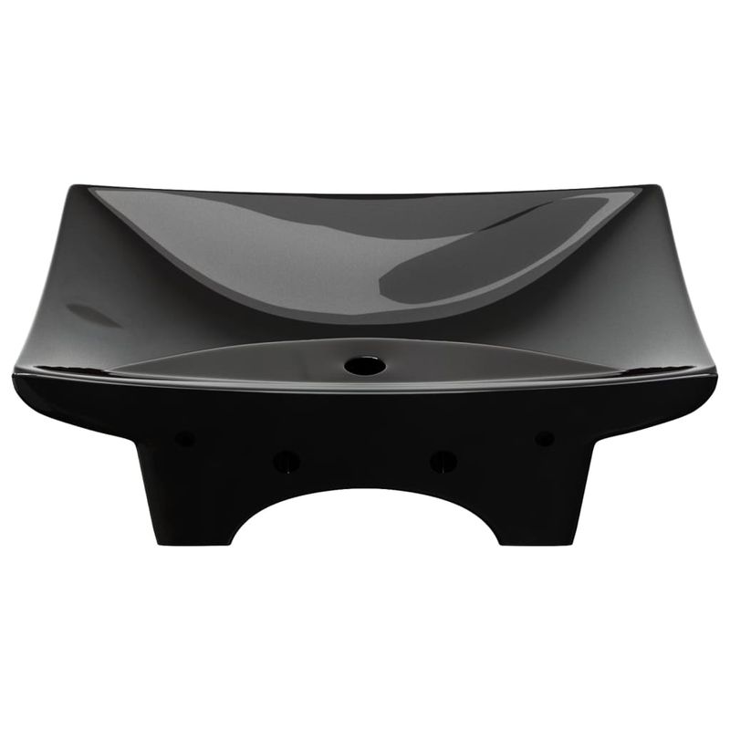 Casa si Gradina - Sanitare - Lavoar baie si accesorii - Lavoare si piedestale - Chiuveta dreptunghiulara cu preaplin & g, negru, ceramica lux - Infinity.ro
