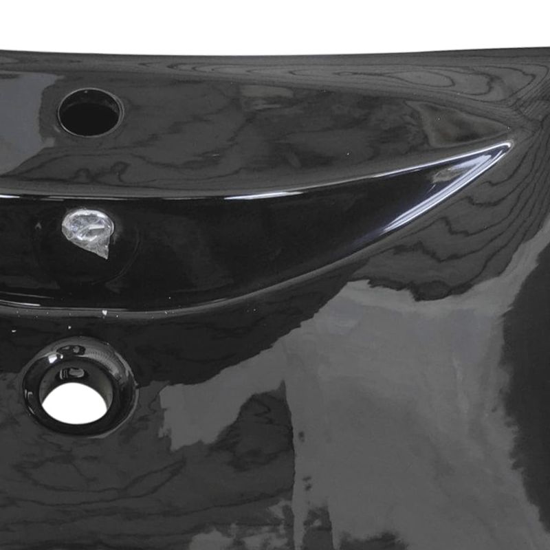 Casa si Gradina - Sanitare - Lavoar baie si accesorii - Lavoare si piedestale - Chiuveta dreptunghiulara cu preaplin & g, negru, ceramica lux - Infinity.ro