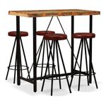Casa si Gradina - Mobilier - Seturi de mobilier - Seturi bucatarie - Set mobilier bar, 5 piese lemn masiv reciclat si piele naturala - Infinity.ro