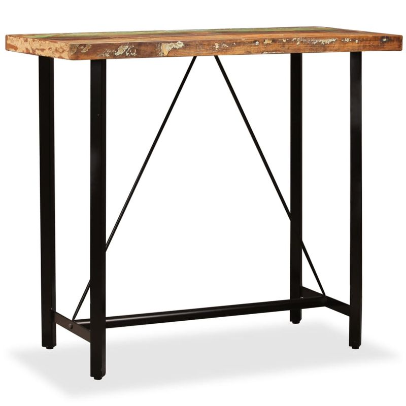 Casa si Gradina - Mobilier - Seturi de mobilier - Seturi bucatarie - Set mobilier bar, 5 piese lemn masiv reciclat si piele naturala - Infinity.ro