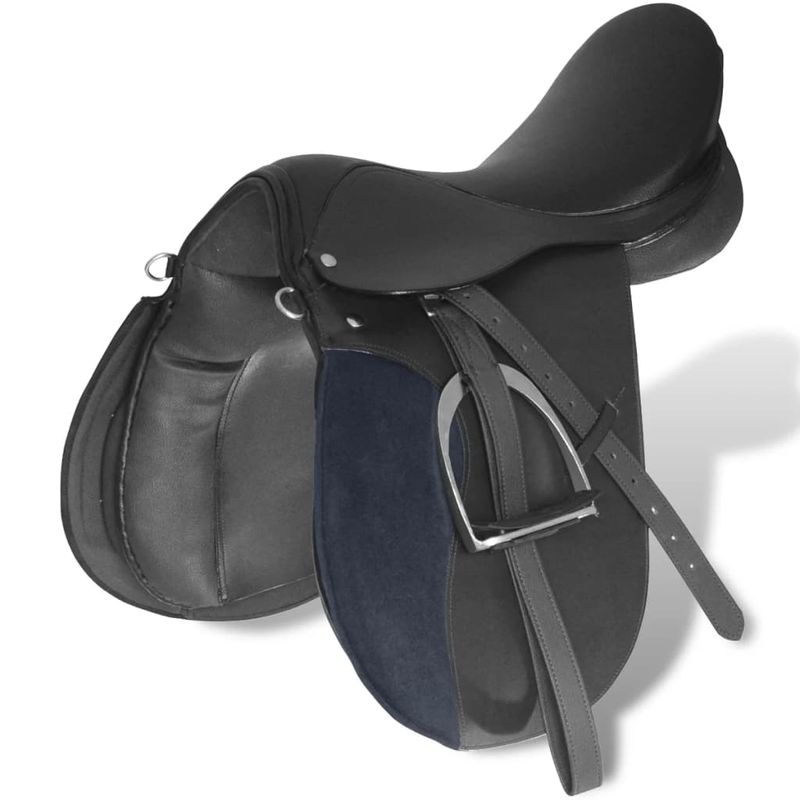 Sport si Outdoor - Accesorii si echipamente sportive - Echitatie - Set sa calarie ,5 cm din piele naturala, negru - Infinity.ro