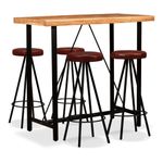 Casa si Gradina - Mobilier - Seturi de mobilier - Seturi bucatarie - Set mobilier bar, 5 piese, lemn masiv acacia si piele naturala - Infinity.ro