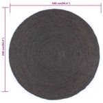 Casa si Gradina - Textile si covoare - Covoare - Covoare casa - Covor lucrat manual, gri inchis, 240 cm, iuta, rotund - Infinity.ro