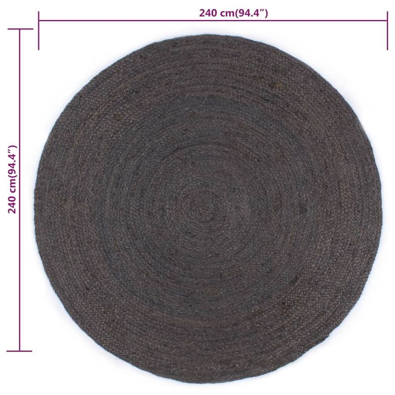 Casa si Gradina - Textile si covoare - Covoare - Covoare casa - Covor lucrat manual, gri inchis, 240 cm, iuta, rotund - Infinity.ro