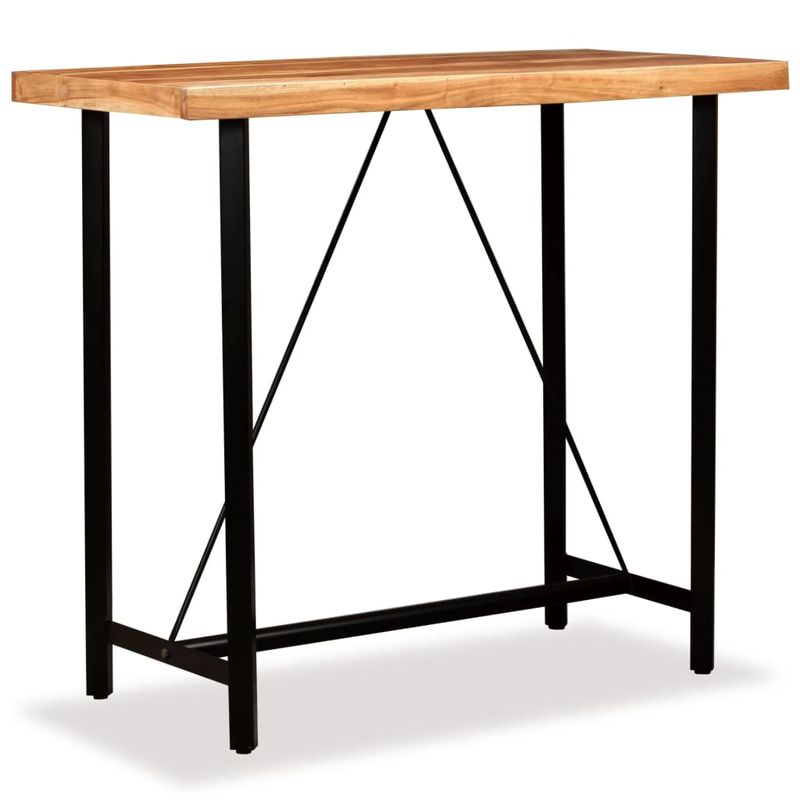 Casa si Gradina - Mobilier - Seturi de mobilier - Seturi bucatarie - Set mobilier bar, 5 piese, lemn masiv acacia si piele naturala - Infinity.ro