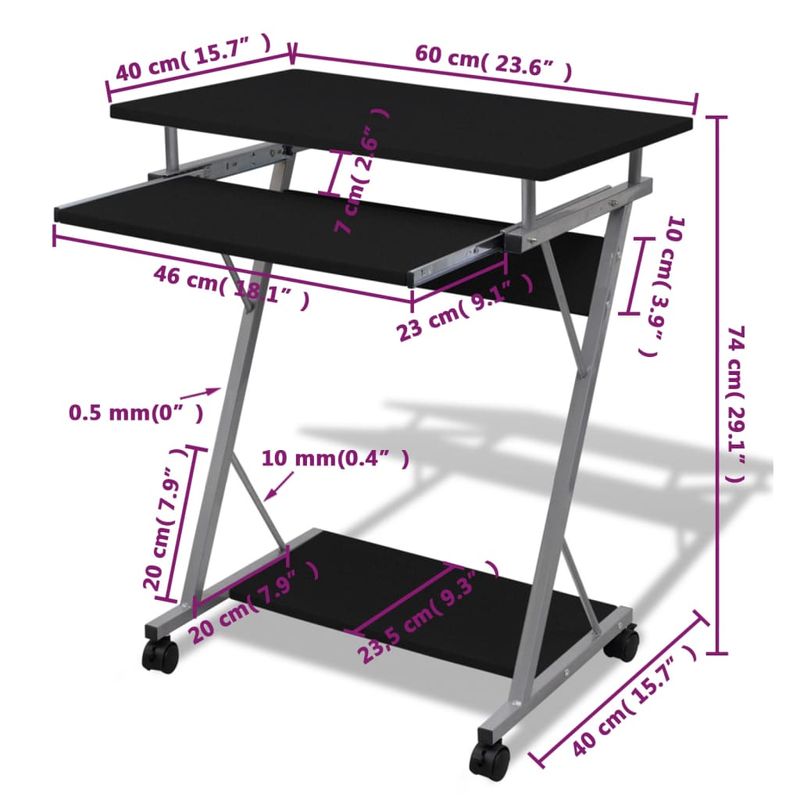 Casa si Gradina - Mobilier - Mese si birouri - Birouri - Birou pentru studenti cu polita glisanta, Negru - Infinity.ro
