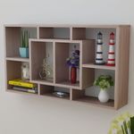 Casa si Gradina - Mobilier - Biblioteci si rafturi - Rafturi - Raft de prezentare suspendat pe perete, 8 compartimente culoare stejar - Infinity.ro