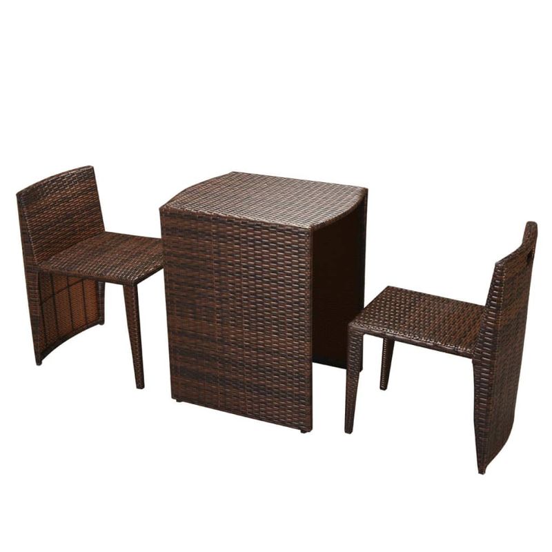 Casa si Gradina - Gradina si terasa - Mobilier exterior - Seturi mobila gradina - Set mobilier bistro cu perne, 3 piese, maro, poliratan - Infinity.ro