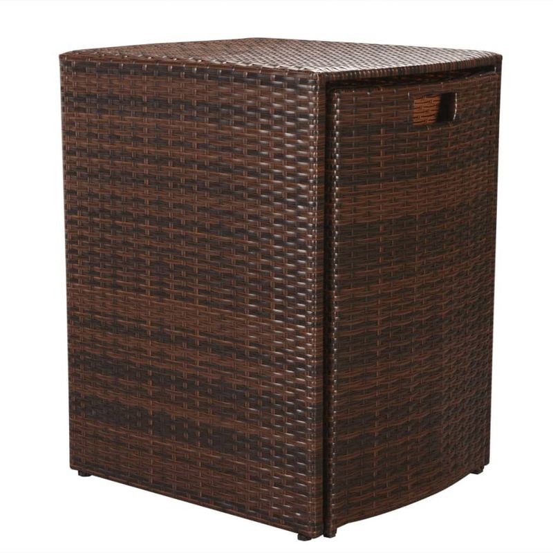 Casa si Gradina - Gradina si terasa - Mobilier exterior - Seturi mobila gradina - Set mobilier bistro cu perne, 3 piese, maro, poliratan - Infinity.ro