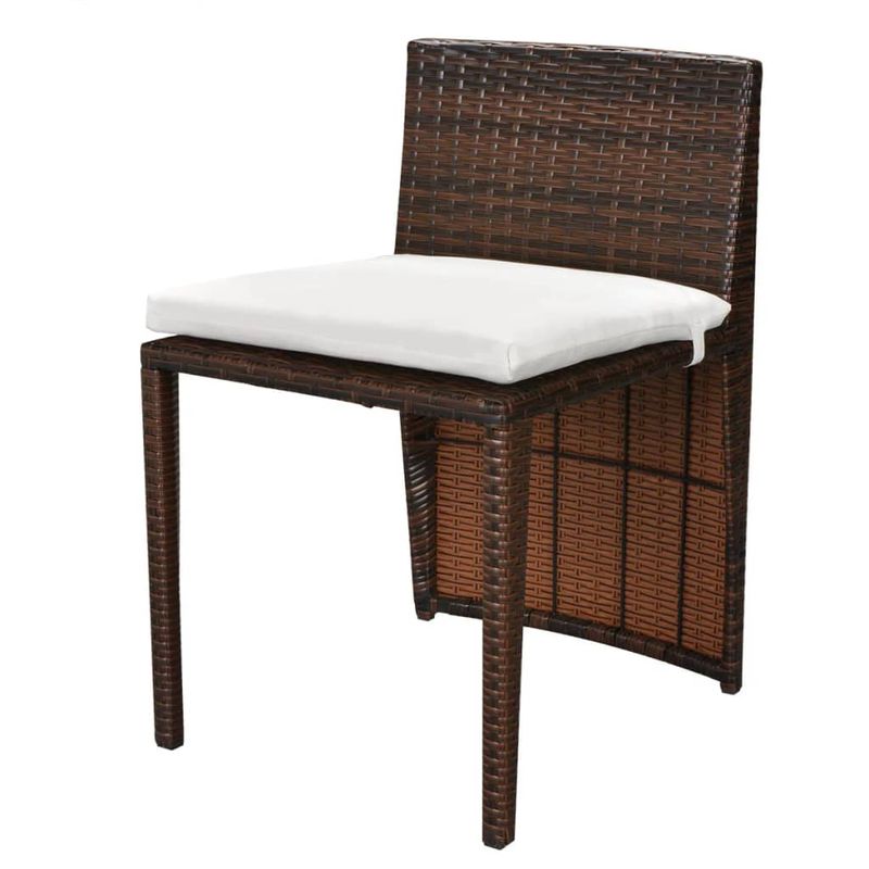 Casa si Gradina - Gradina si terasa - Mobilier exterior - Seturi mobila gradina - Set mobilier bistro cu perne, 3 piese, maro, poliratan - Infinity.ro