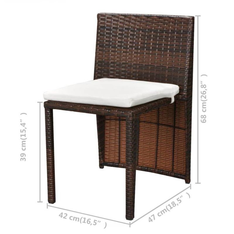 Casa si Gradina - Gradina si terasa - Mobilier exterior - Seturi mobila gradina - Set mobilier bistro cu perne, 3 piese, maro, poliratan - Infinity.ro