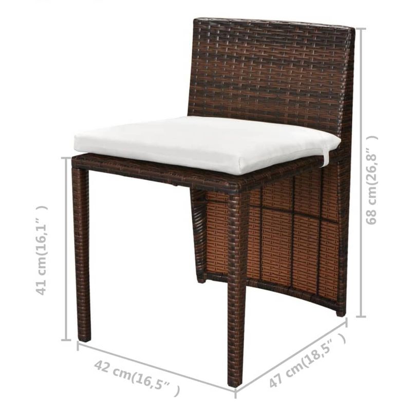 Casa si Gradina - Gradina si terasa - Mobilier exterior - Seturi mobila gradina - Set mobilier bistro cu perne, 3 piese, maro, poliratan - Infinity.ro
