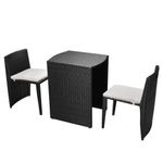 Casa si Gradina - Gradina si terasa - Mobilier exterior - Seturi mobila gradina - Set mobilier bistro cu perne, 3 piese, negru, poliratan - Infinity.ro