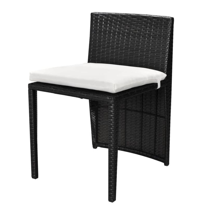 Casa si Gradina - Gradina si terasa - Mobilier exterior - Seturi mobila gradina - Set mobilier bistro cu perne, 3 piese, negru, poliratan - Infinity.ro