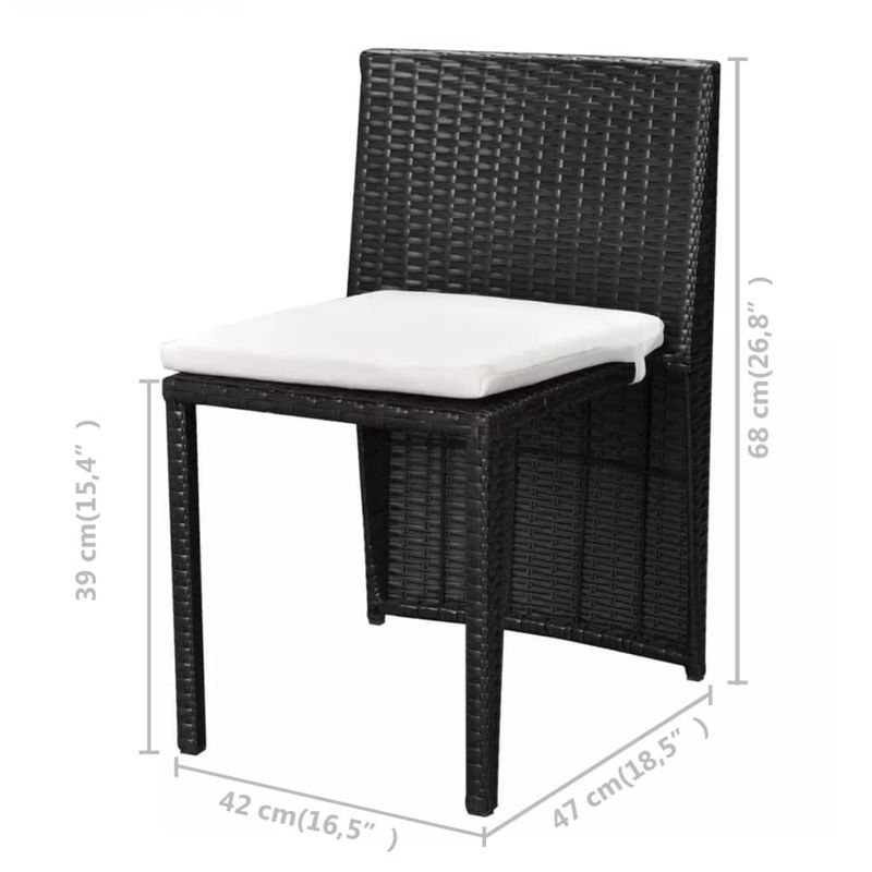 Casa si Gradina - Gradina si terasa - Mobilier exterior - Seturi mobila gradina - Set mobilier bistro cu perne, 3 piese, negru, poliratan - Infinity.ro