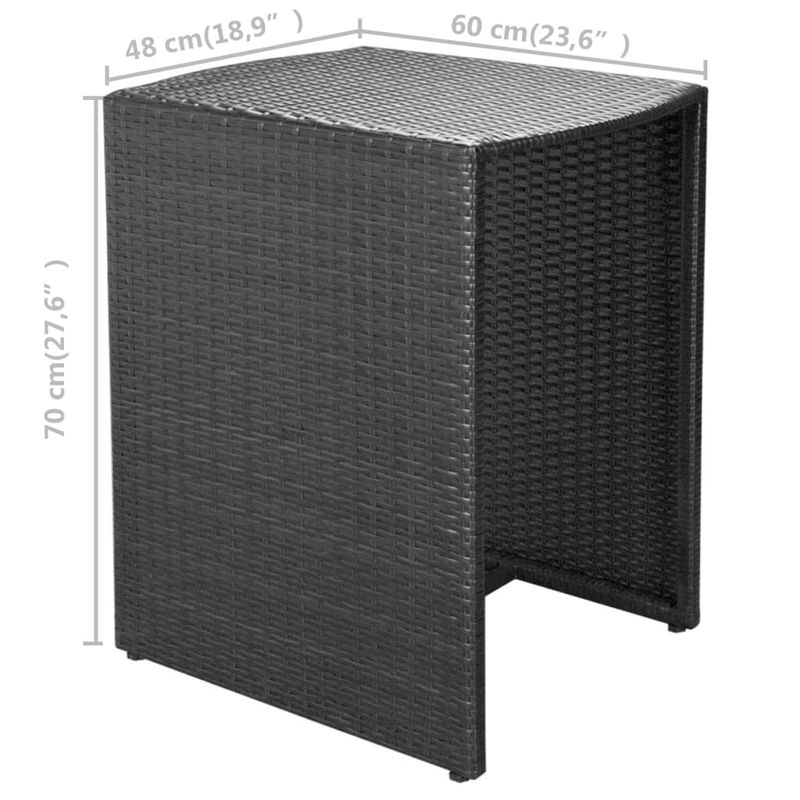 Casa si Gradina - Gradina si terasa - Mobilier exterior - Seturi mobila gradina - Set mobilier bistro cu perne, 3 piese, negru, poliratan - Infinity.ro