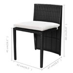 Casa si Gradina - Gradina si terasa - Mobilier exterior - Seturi mobila gradina - Set mobilier bistro cu perne, 3 piese, negru, poliratan - Infinity.ro