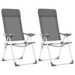 Sport si Outdoor - Camping - Mobilier pentru camping - Alte piese de mobilier pentru camping - Scaune de camping pliante, 2 buc, gri, aluminiu - Infinity.ro