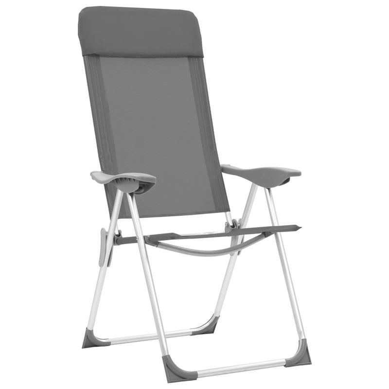 Sport si Outdoor - Camping - Mobilier pentru camping - Alte piese de mobilier pentru camping - Scaune de camping pliante, 2 buc, gri, aluminiu - Infinity.ro