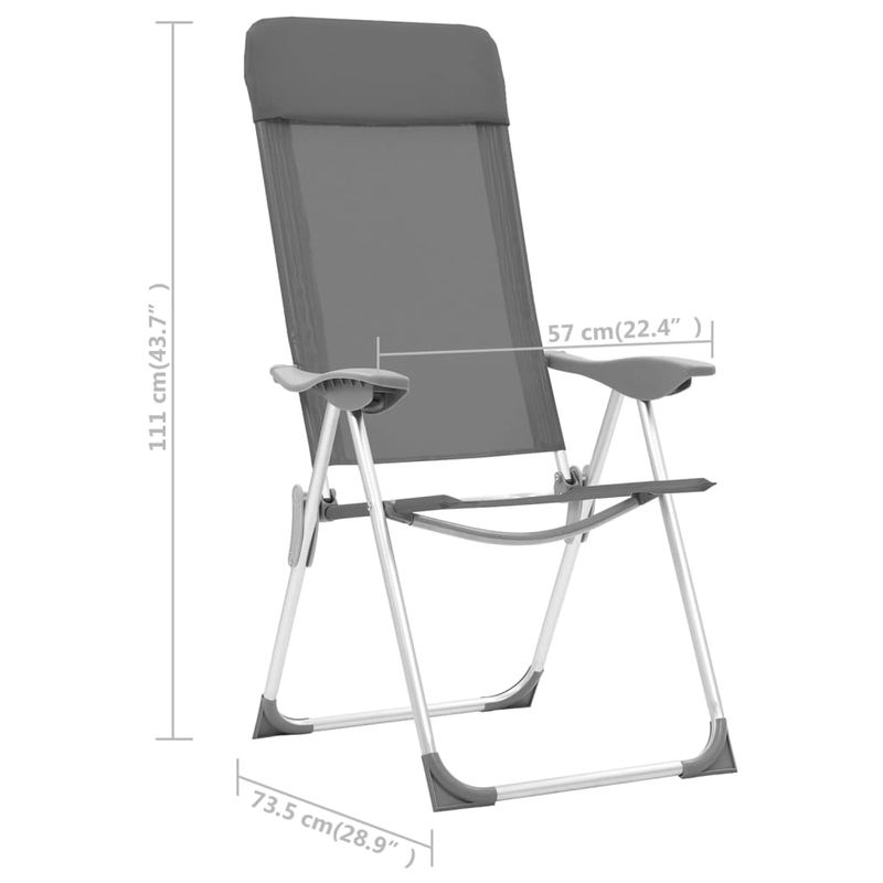 Sport si Outdoor - Camping - Mobilier pentru camping - Alte piese de mobilier pentru camping - Scaune de camping pliante, 2 buc, gri, aluminiu - Infinity.ro