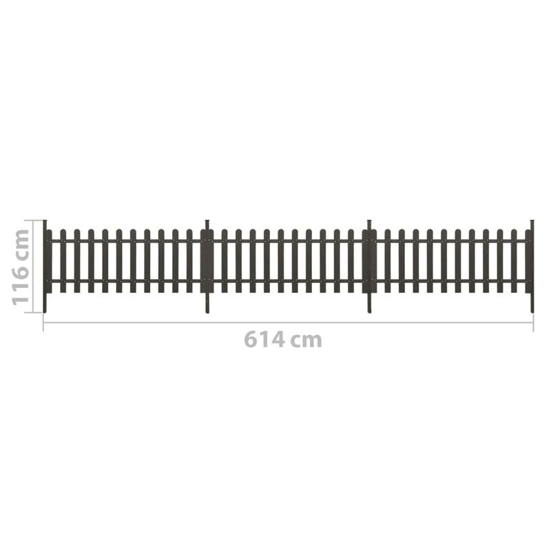 Casa si Gradina - Gradina si terasa - Garduri, panouri si accesorii - Gard din sipci cu stalpi, 3 buc., 614x80 cm, WPC - Infinity.ro