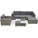 Casa si Gradina - Gradina si terasa - Mobilier exterior - Seturi mobila gradina - Set mobilier de gradina cu perne, 6 piese, gri, poliratan - Infinity.ro