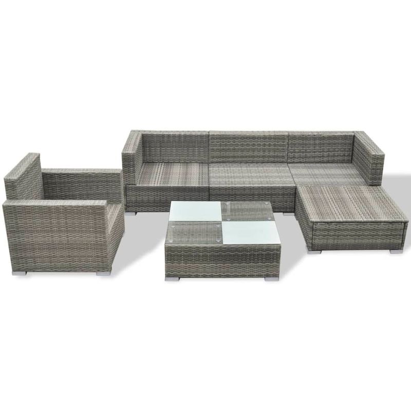 Casa si Gradina - Gradina si terasa - Mobilier exterior - Seturi mobila gradina - Set mobilier de gradina cu perne, 6 piese, gri, poliratan - Infinity.ro