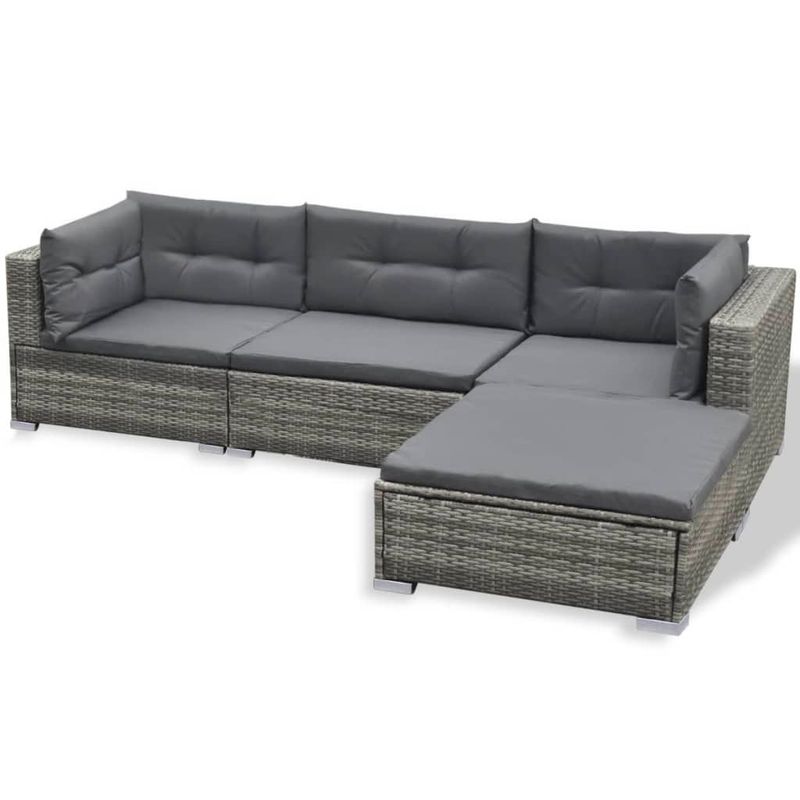 Casa si Gradina - Gradina si terasa - Mobilier exterior - Seturi mobila gradina - Set mobilier de gradina cu perne, 6 piese, gri, poliratan - Infinity.ro