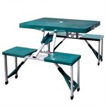 Sport si Outdoor - Camping - Mobilier pentru camping - Alte piese de mobilier pentru camping - Set pliabil camping cu masa si 4 scaune din aluminiu usor, verde - Infinity.ro