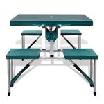 Sport si Outdoor - Camping - Mobilier pentru camping - Alte piese de mobilier pentru camping - Set pliabil camping cu masa si 4 scaune din aluminiu usor, verde - Infinity.ro