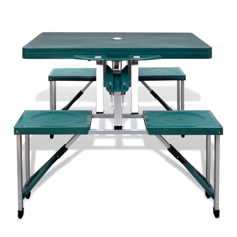 Sport si Outdoor - Camping - Mobilier pentru camping - Alte piese de mobilier pentru camping - Set pliabil camping cu masa si 4 scaune din aluminiu usor, verde - Infinity.ro