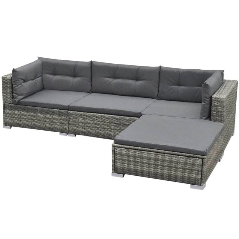 Casa si Gradina - Gradina si terasa - Mobilier exterior - Seturi mobila gradina - Set mobilier de gradina cu perne, 5 piese, gri, poliratan - Infinity.ro