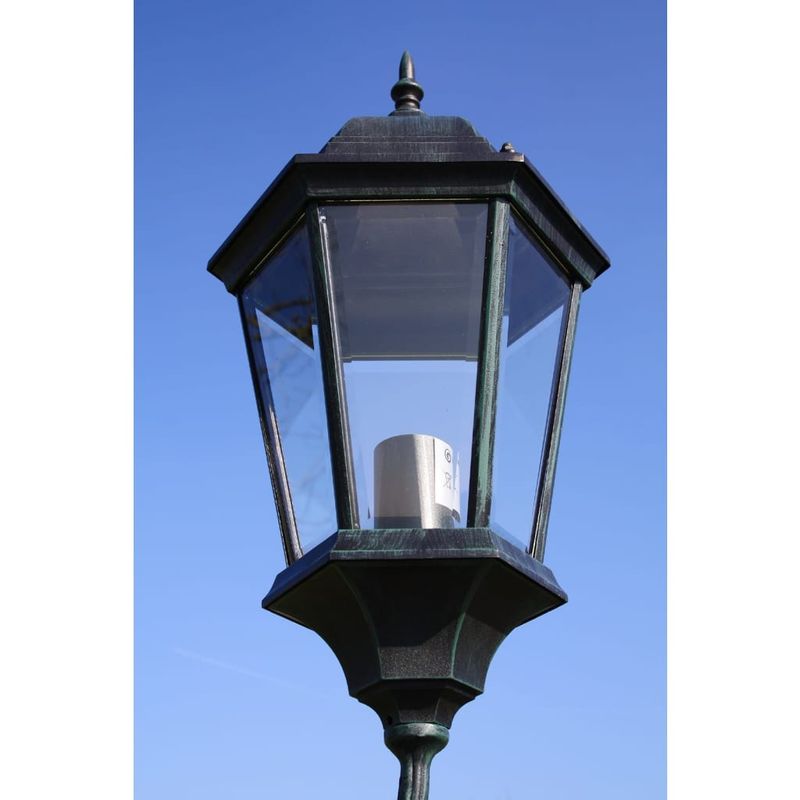 Casa si Gradina - Corpuri si surse de iluminat - Iluminat exterior - Felinare - Stalp lampa gradina 2 brate verde inchis/negru 230 cm aluminiu - Infinity.ro