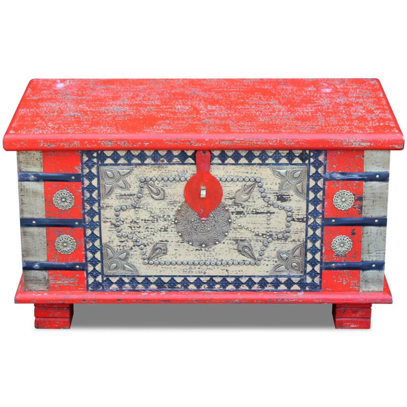 Casa si Gradina - Mobilier - Organizare si depozitare - Cufere si lazi - Cufar depozitare din lemn de mango, 80x40x45 cm, rosu - Infinity.ro