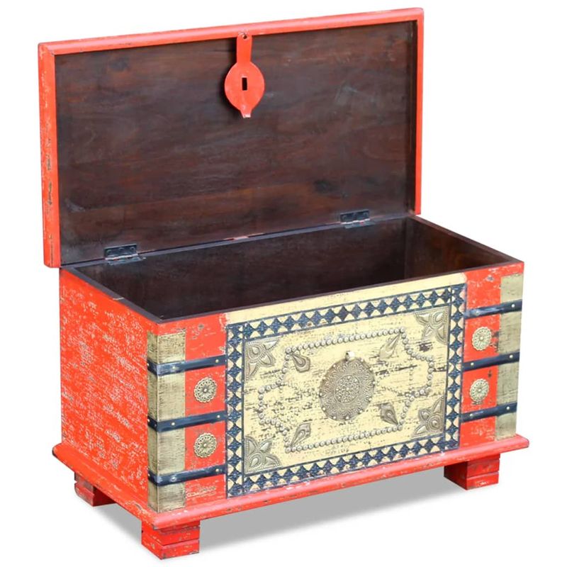 Casa si Gradina - Mobilier - Organizare si depozitare - Cufere si lazi - Cufar depozitare din lemn de mango, 80x40x45 cm, rosu - Infinity.ro